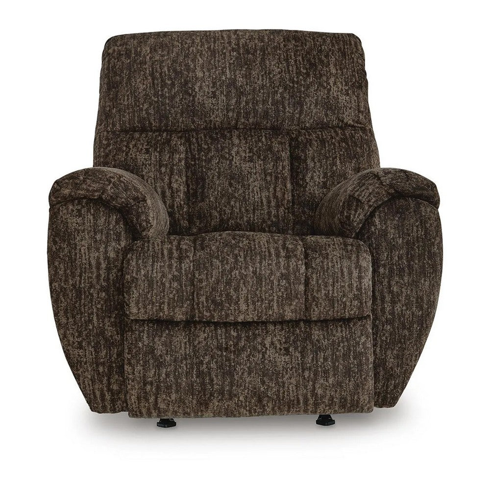 Shelly Manual Rocker Recliner Chair with Padded Arms | Brown Polyester