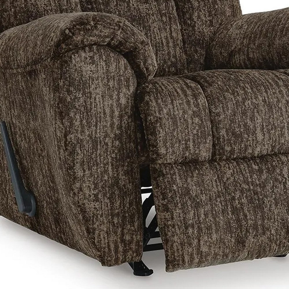 Shelly Manual Rocker Recliner Chair with Padded Arms | Brown Polyester