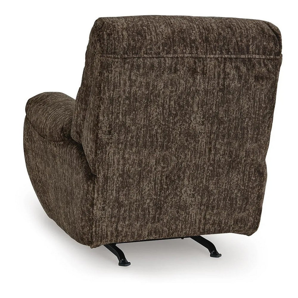 Shelly Manual Rocker Recliner Chair with Padded Arms | Brown Polyester