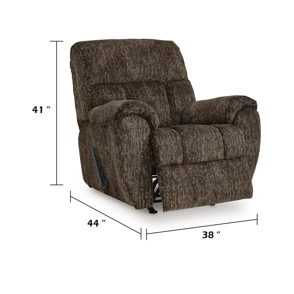 Shelly Manual Rocker Recliner Chair with Padded Arms | Brown Polyester