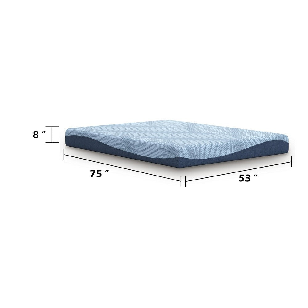 Ryna Memory Foam Full Mattress | Firm Foam Support | Blue Fabric 8"