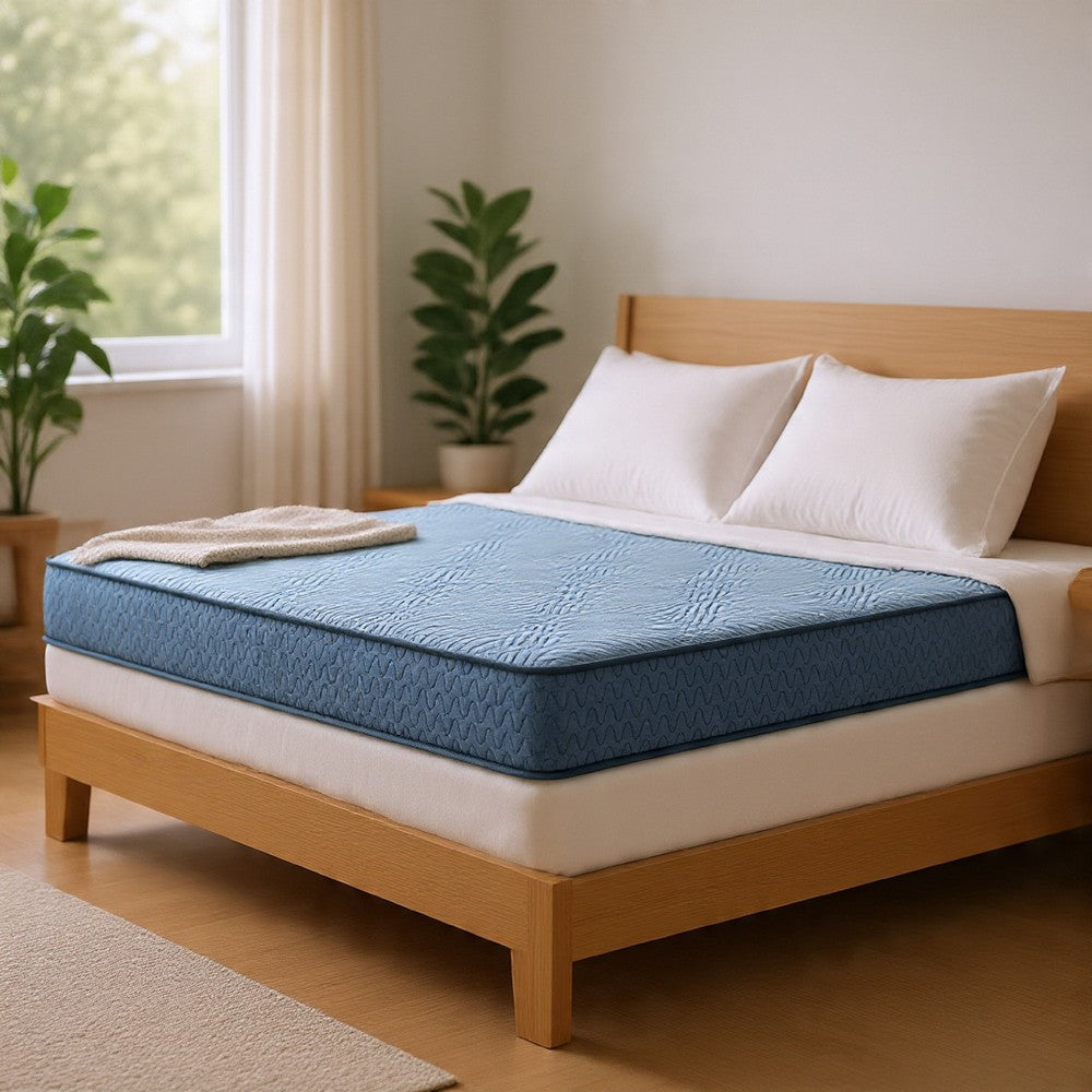 Pmy Hybrid Full Mattress with Cooling Coil Support | Blue Polyester 10"