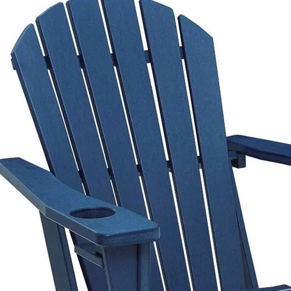 Sunny Outdoor Rocking Adirondack Chair with Built-In Cup | Blue HDPE