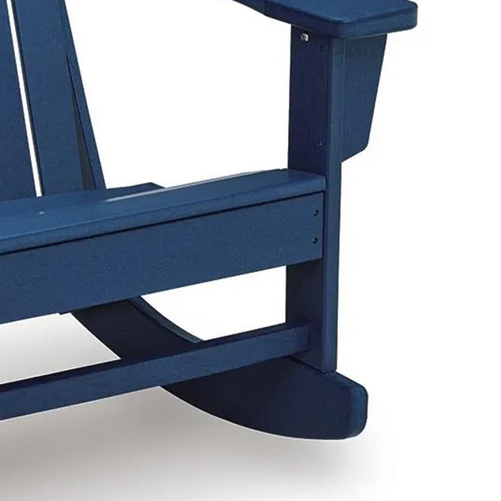 Sunny Outdoor Rocking Adirondack Chair with Built-In Cup | Blue HDPE