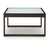 Leca Outdoor Coffee Table | Stone-Look Glass Top | Brown Aluminum 30"
