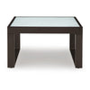 Leca Outdoor Coffee Table | Stone-Look Glass Top | Brown Aluminum 30"