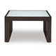 Leca Outdoor Coffee Table | Stone-Look Glass Top | Brown Aluminum 30"