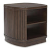 Jeno Fluted Side End Table with Open Shelf Storage | Dark Brown Wood 25"