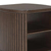 Jeno Fluted Side End Table with Open Shelf Storage | Dark Brown Wood 25"