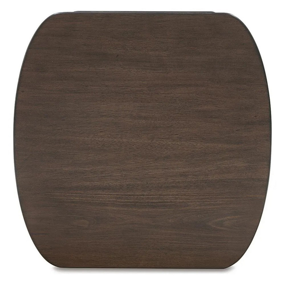 Jeno Fluted Side End Table with Open Shelf Storage | Dark Brown Wood 25"