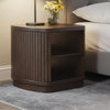 Jeno Fluted Side End Table with Open Shelf Storage | Dark Brown Wood 25"