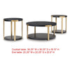 Shyla 3Pc Round Coffee Table Set with Lower Shelf | Black Wood | Brass Metal