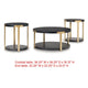 Shyla 3Pc Round Coffee Table Set with Lower Shelf | Black Wood | Brass Metal