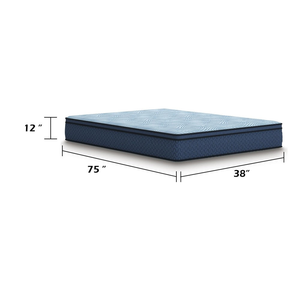 Pmy Hybrid Twin Mattress with Cooling Coil | Edge Support System | Blue 12"