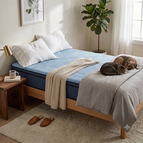 Pmy Hybrid Twin Mattress with Cooling Coil | Edge Support System | Blue 12"