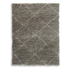 Wreno 8x10 Large Shag Area Rug with Cream Geometric Pattern | Gray PET