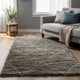 Wreno 8x10 Large Shag Area Rug with Cream Geometric Pattern | Gray PET