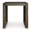 Dreg Side End Table with Chevron Design Panel | Rustic Brown Wood 24"