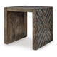 Dreg Side End Table with Chevron Design Panel | Rustic Brown Wood 24"