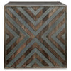 Dreg Side End Table with Chevron Design Panel | Rustic Brown Wood 24"