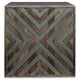 Dreg Side End Table with Chevron Design Panel | Rustic Brown Wood 24"