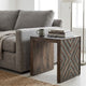 Dreg Side End Table with Chevron Design Panel | Rustic Brown Wood 24"