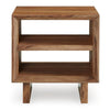 Donni Square Side End Table | Dual Open Shelves | Natural Brown Wood 24"