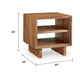 Donni Square Side End Table | Dual Open Shelves | Natural Brown Wood 24"