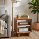 Donni Square Side End Table | Dual Open Shelves | Natural Brown Wood 24"