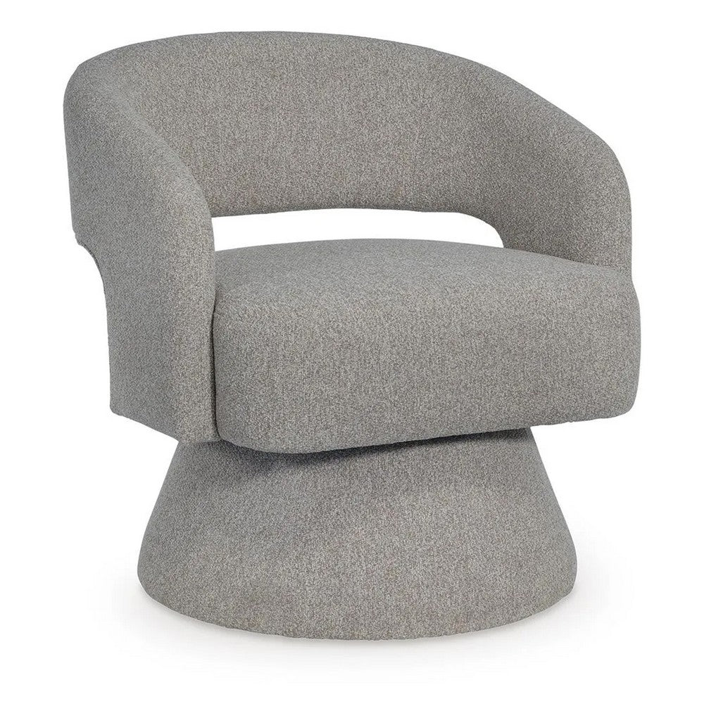 Nash Accent Chair with Swivel Base | Open Barrel Back | Pebble Boucle