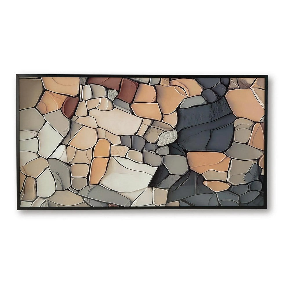 Patty Rectangular Wall Art | Mosaic Stone Pattern | Gray | Taupe 47x87
