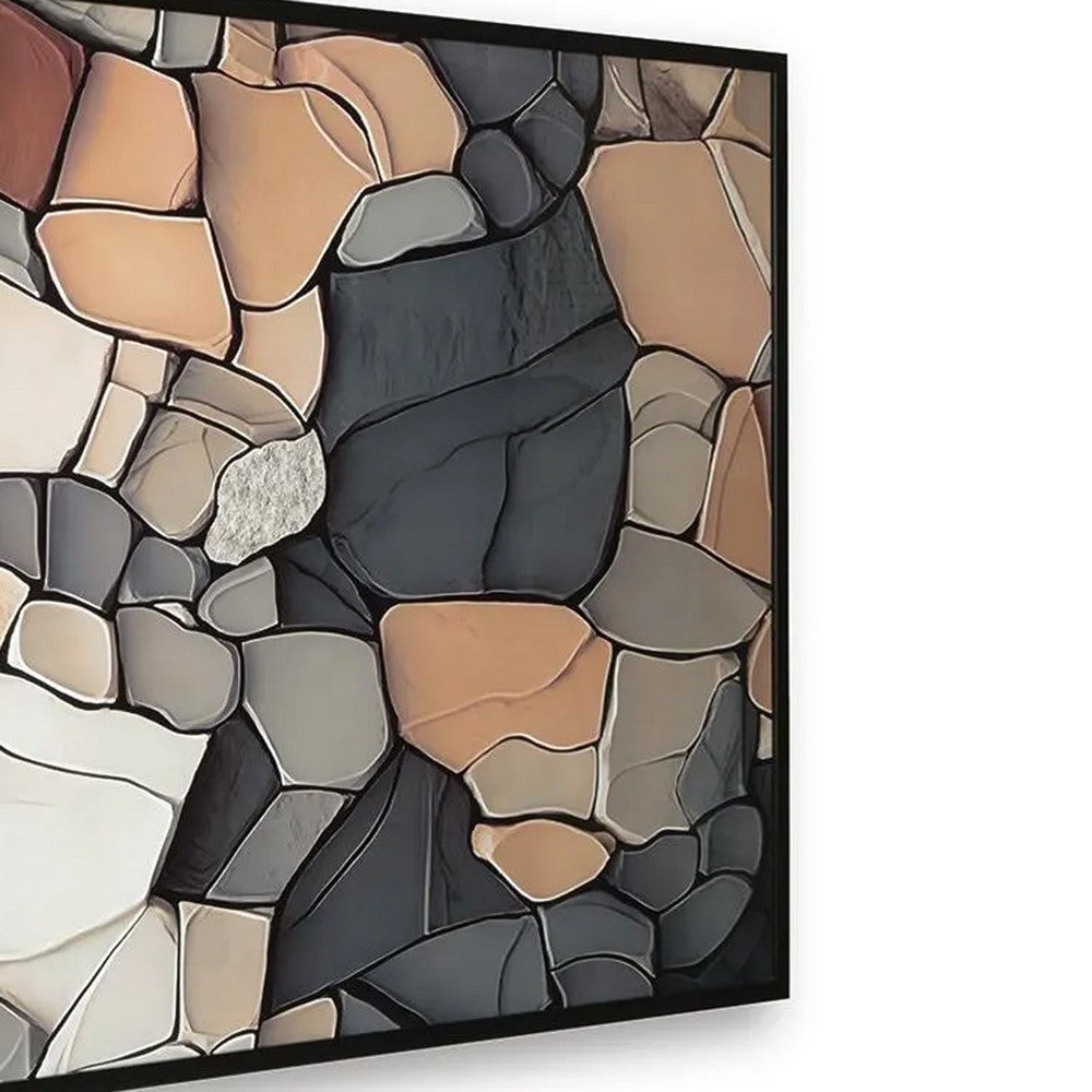 Patty Rectangular Wall Art | Mosaic Stone Pattern | Gray | Taupe 47x87