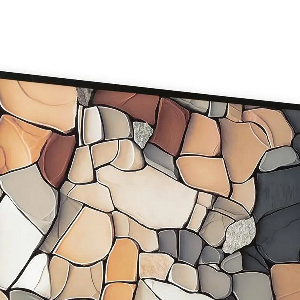 Patty Rectangular Wall Art | Mosaic Stone Pattern | Gray | Taupe 47x87
