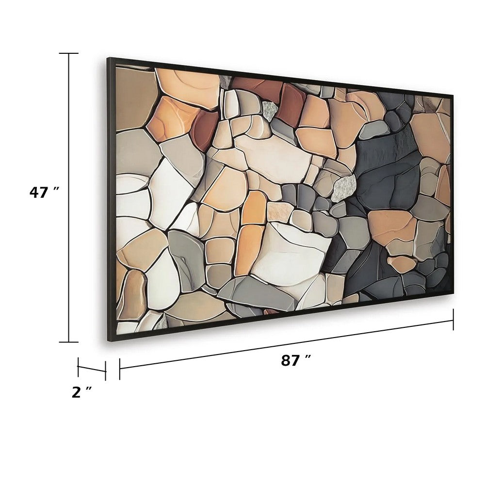 Patty Rectangular Wall Art | Mosaic Stone Pattern | Gray | Taupe 47x87