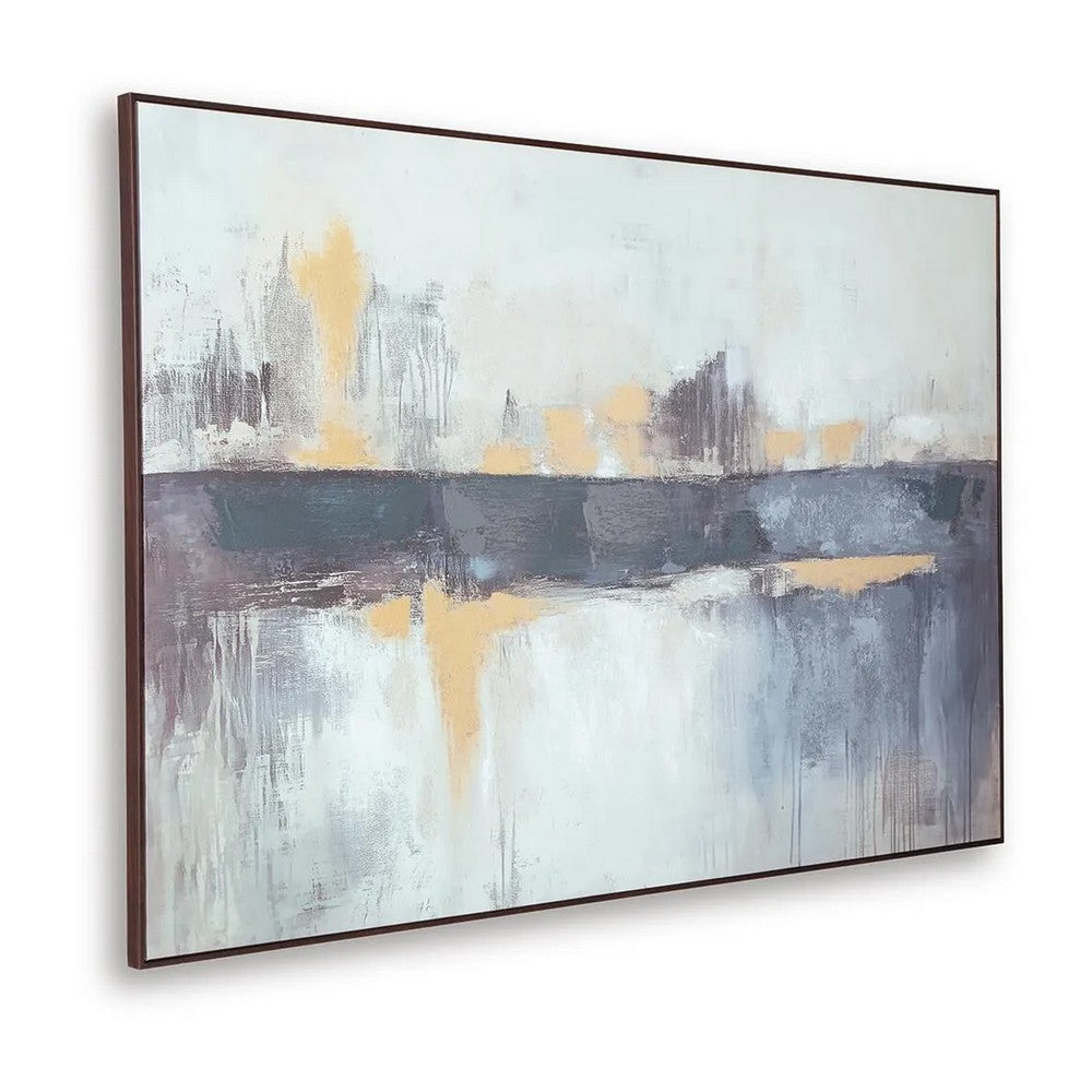 Gatty Wall Art with Abstract Horizon Design | Blue-Gray Canvas 48x72