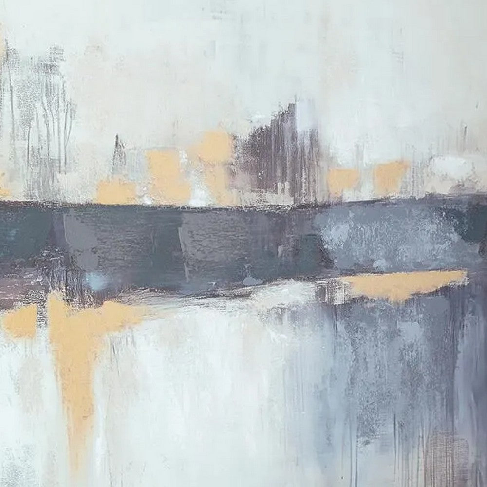 Gatty Wall Art with Abstract Horizon Design | Blue-Gray Canvas 48x72
