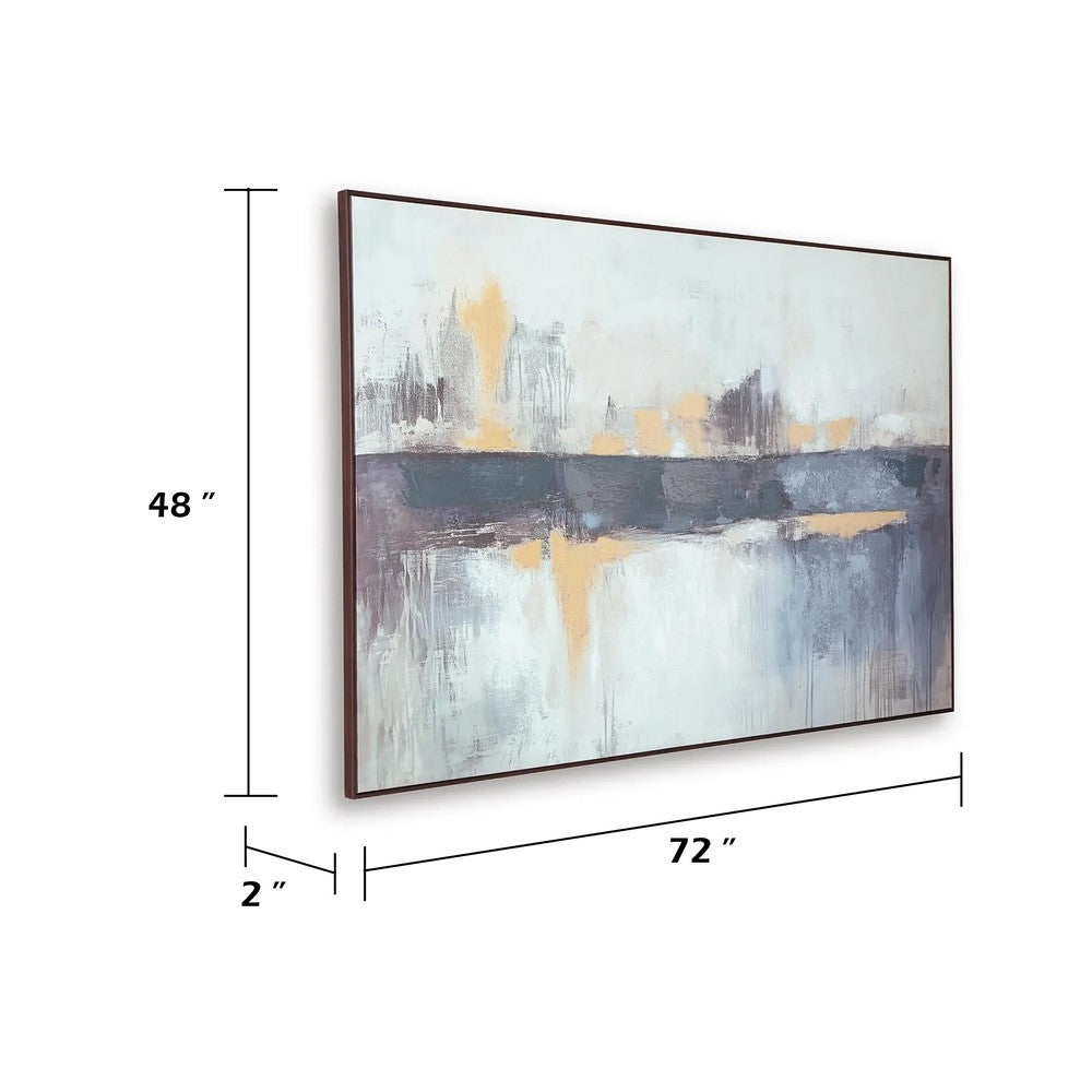 Gatty Wall Art with Abstract Horizon Design | Blue-Gray Canvas 48x72