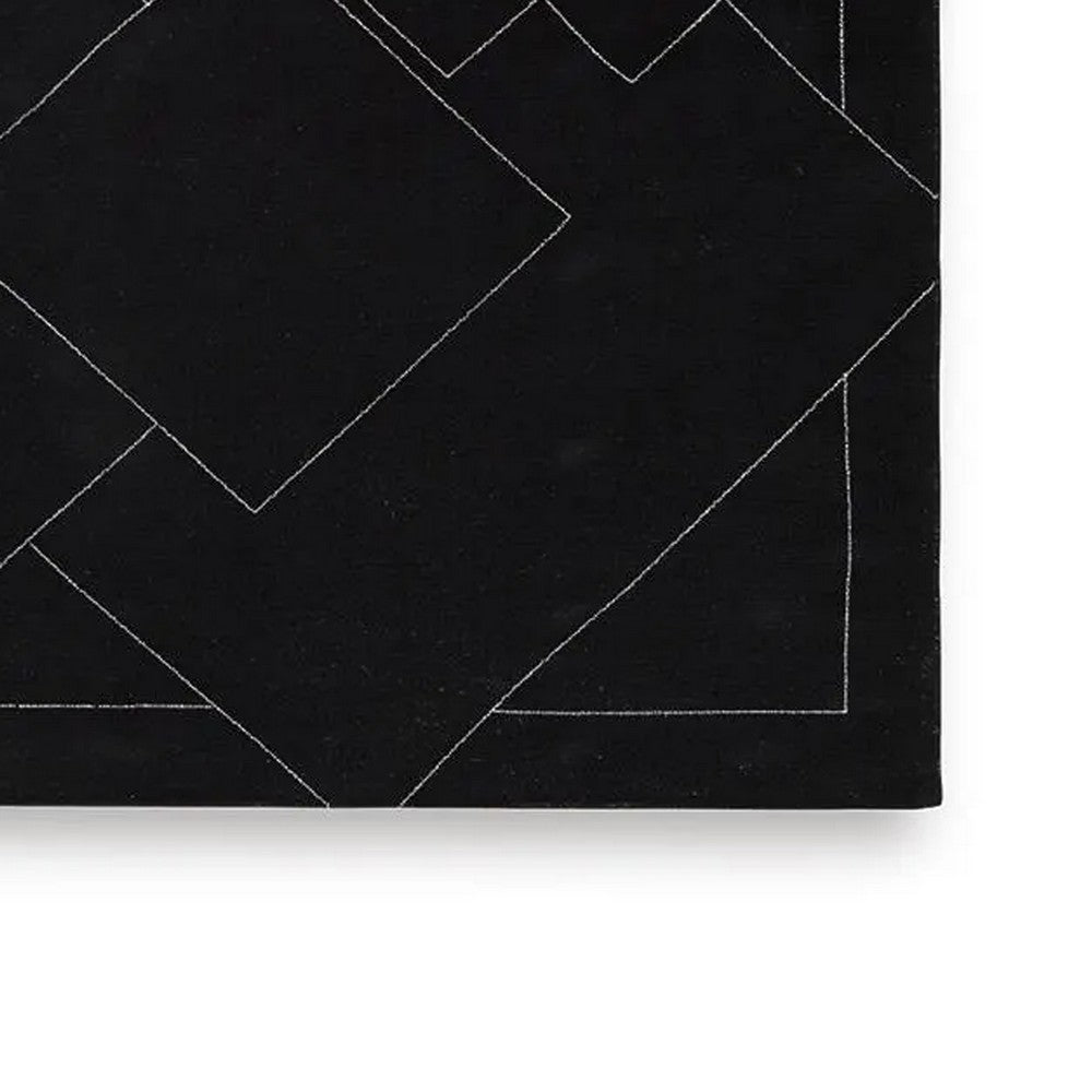 Maro Large Area Rug | Geometric Design | Low Pile | Black & White Wool 8x10