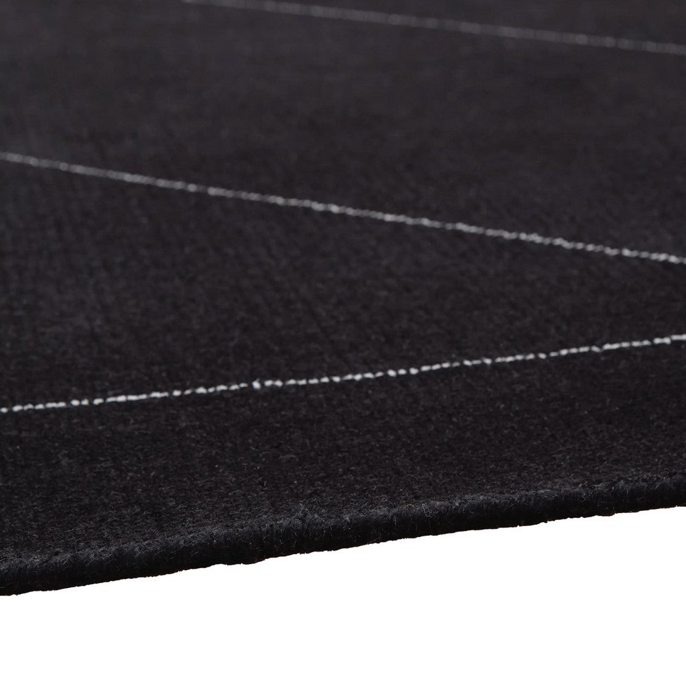 Maro Large Area Rug | Geometric Design | Low Pile | Black & White Wool 8x10