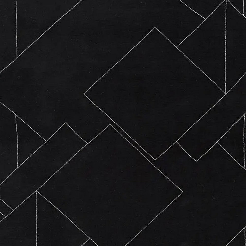 Maro Large Area Rug | Geometric Design | Low Pile | Black & White Wool 8x10