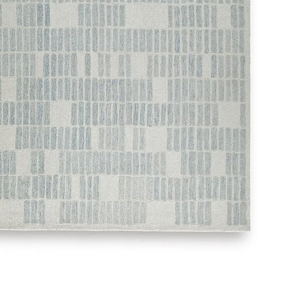 Dyni Large Area Rug | Geometric | Coastal Blue & Ivory Wool Polyester 8x10