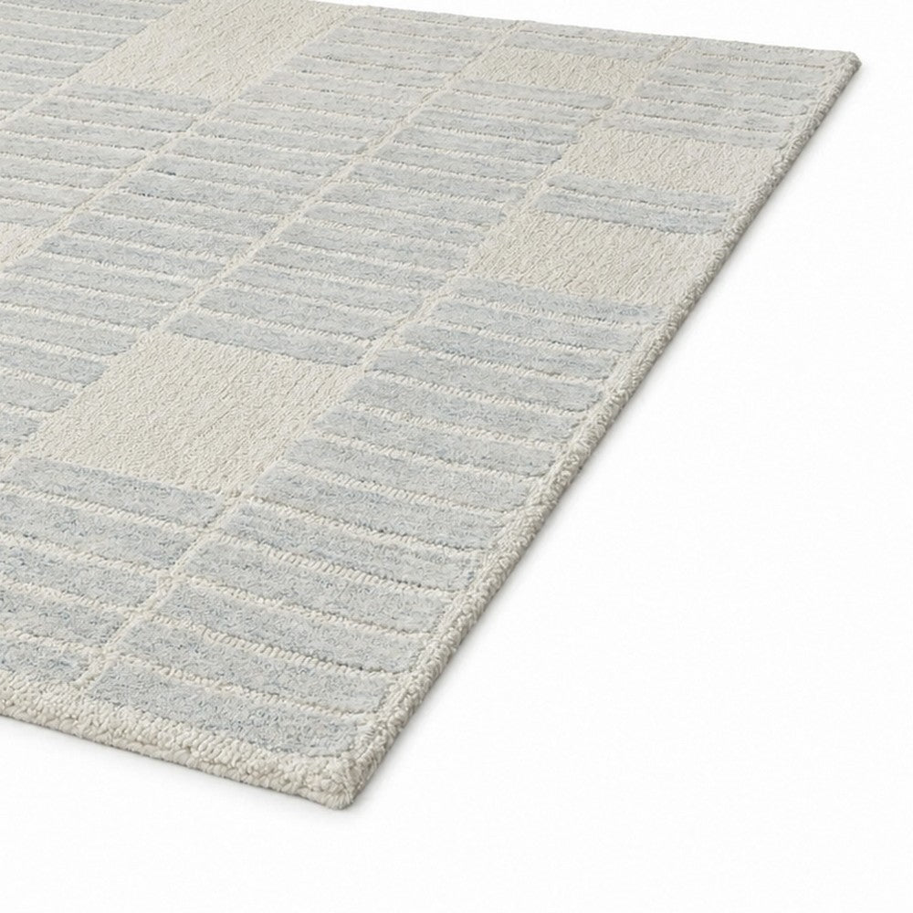 Dyni Large Area Rug | Geometric | Coastal Blue & Ivory Wool Polyester 8x10
