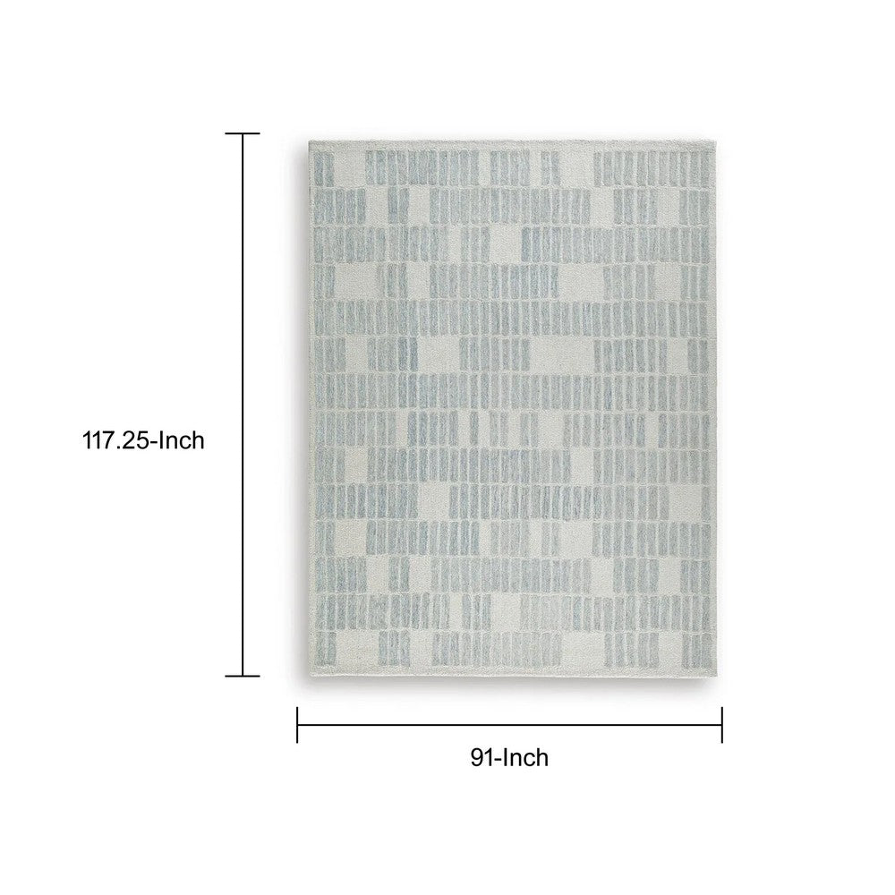 Dyni Large Area Rug | Geometric | Coastal Blue & Ivory Wool Polyester 8x10