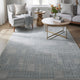 Dyni Large Area Rug | Geometric | Coastal Blue & Ivory Wool Polyester 8x10