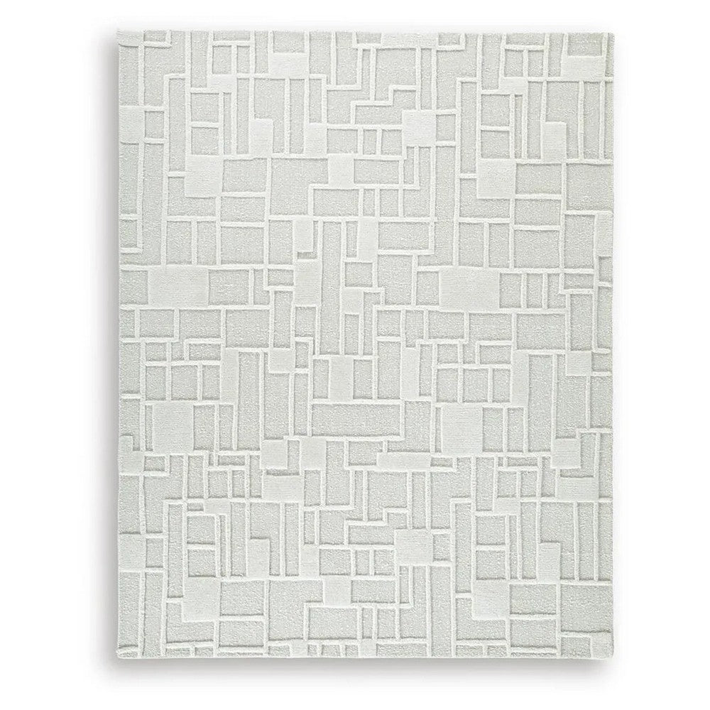 Risa Large Area Rug | Geometric Motifs | Ivory Wool Cotton Blend 8x10