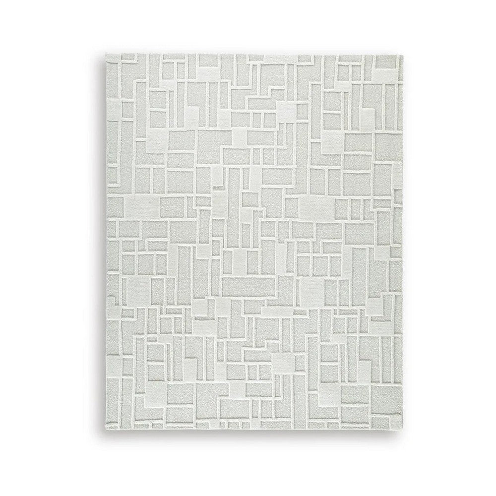 Risa Large Area Rug | Geometric Motifs | Ivory Wool Cotton Blend 8x10