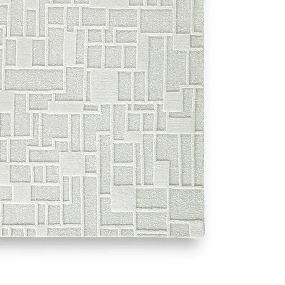 Risa Large Area Rug | Geometric Motifs | Ivory Wool Cotton Blend 8x10