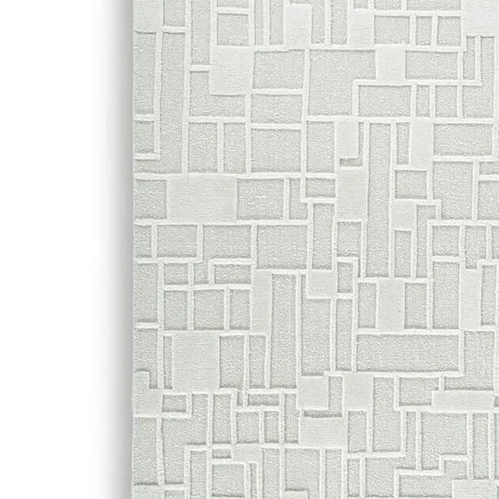 Risa Large Area Rug | Geometric Motifs | Ivory Wool Cotton Blend 8x10