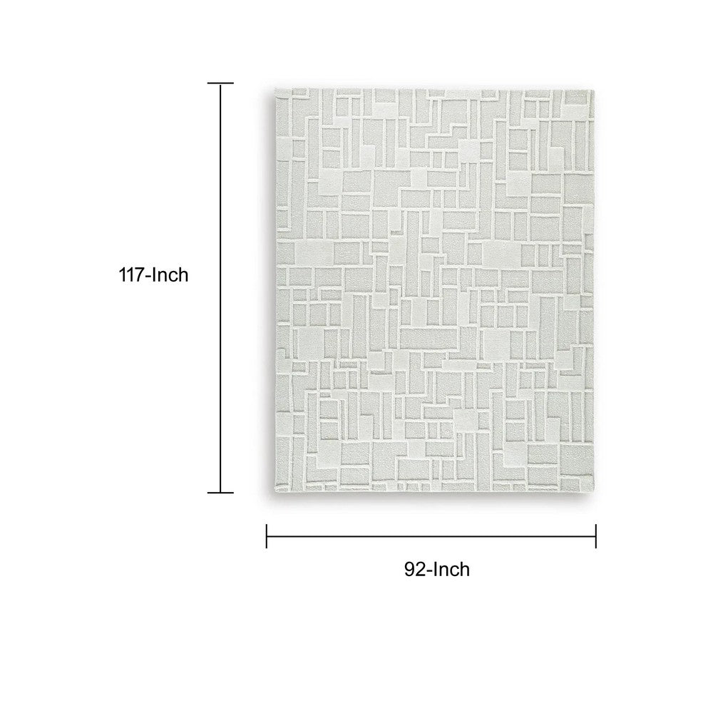 Risa Large Area Rug | Geometric Motifs | Ivory Wool Cotton Blend 8x10