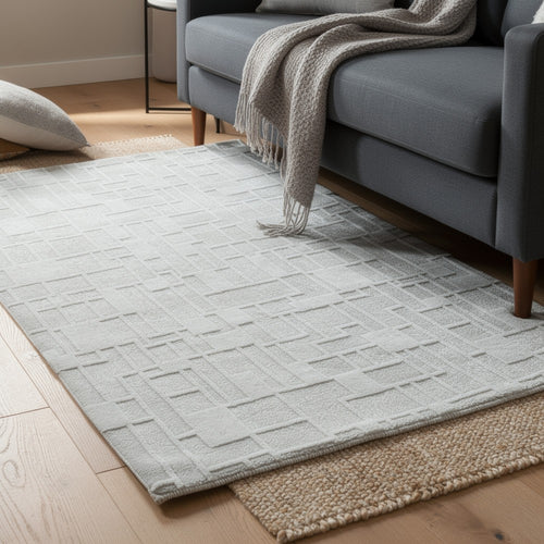 Risa Large Area Rug | Geometric Motifs | Ivory Wool Cotton Blend 8x10
